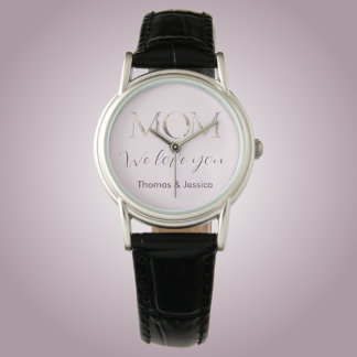 mom we love you floral script watch