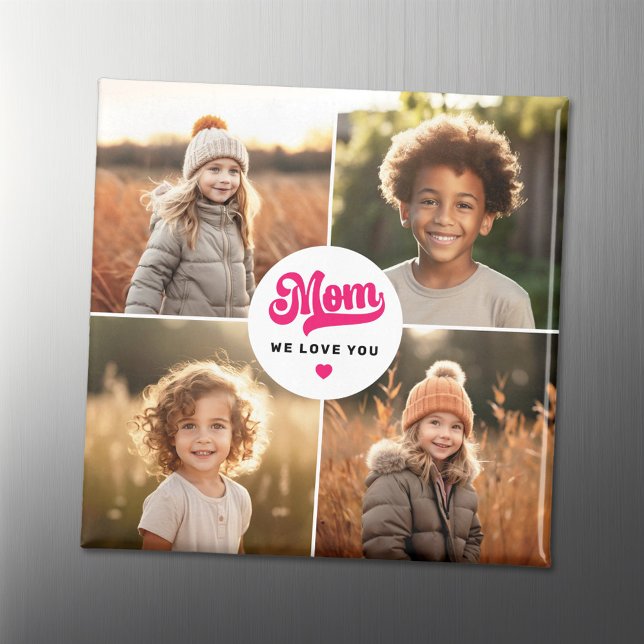 Mom we love you hearts mothers day photo magnet (Mom we love you hearts mothers day photo magnet)