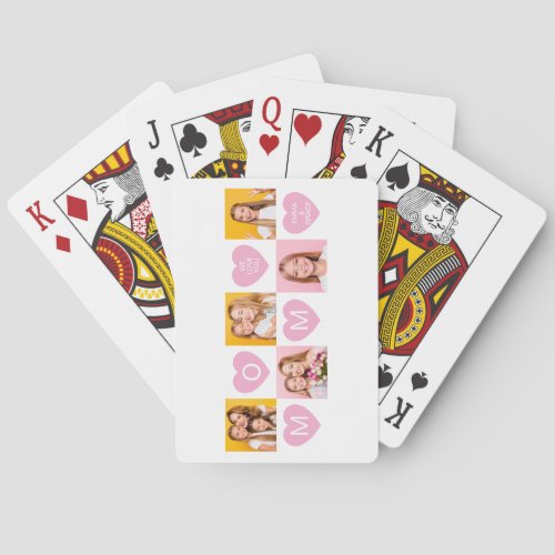 Mom We Love You Kids Names Photo Collage Heart Poker Cards