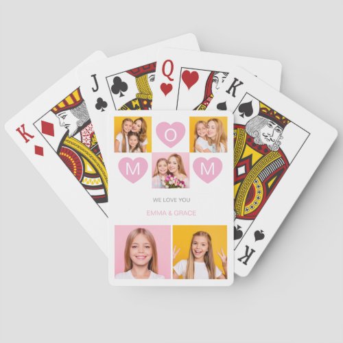 Mom We Love You Kids Names Photo Collage Heart Poker Cards