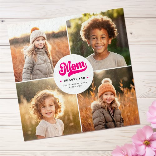 Mom we love you photo hearts names mothers day jigsaw puzzle