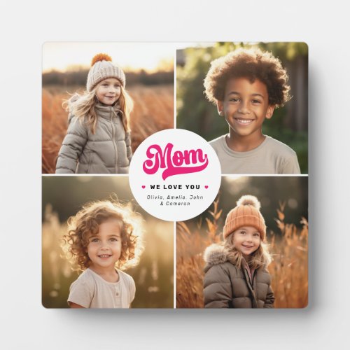 Mom we love you photo hearts names mothers day plaque