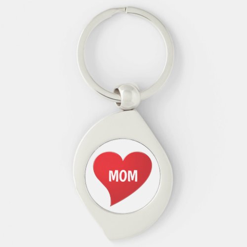 Mom white red heart minimalist modern cute keychain