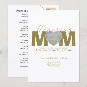MOM White Rose Heart 5 Photo Collage Memorial Invitation