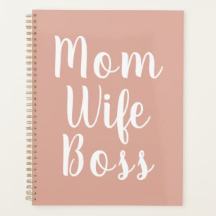 Mom wife boss dusty pink custom script stylish planner