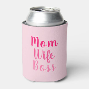 Mom wife boss gradient pink custom script cute can cooler