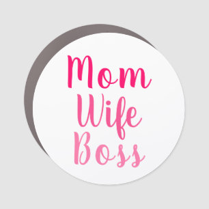Mom wife boss gradient pink custom script cute car magnet