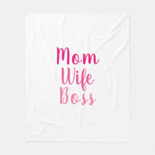 Mom wife boss gradient pink custom script cute fleece blanket