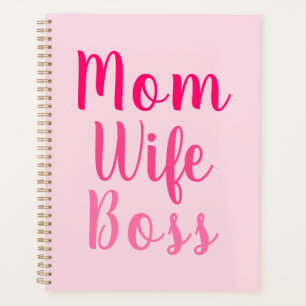 Mom wife boss gradient pink custom script stylish planner