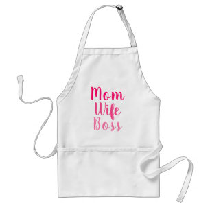 Mom wife boss hot pink stylish script modern cute adult apron