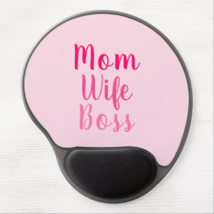 Mom Wife Boss pink custom script stylish chic Gel Mouse Pad