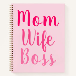 Mom wife boss pink custom script stylish recipe notebook