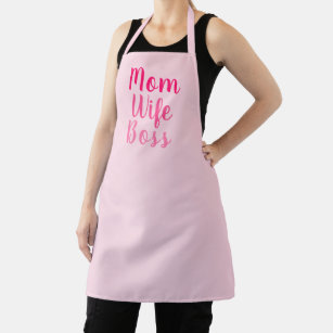 Mom wife boss pink gradient custom script stylish apron