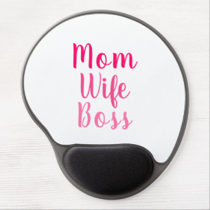 Mom Wife Boss pink white custom script cute Gel Mouse Pad