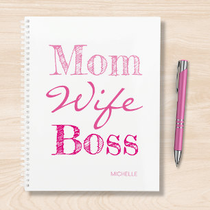Mom Wife Boss Typography Add Your Name Planner