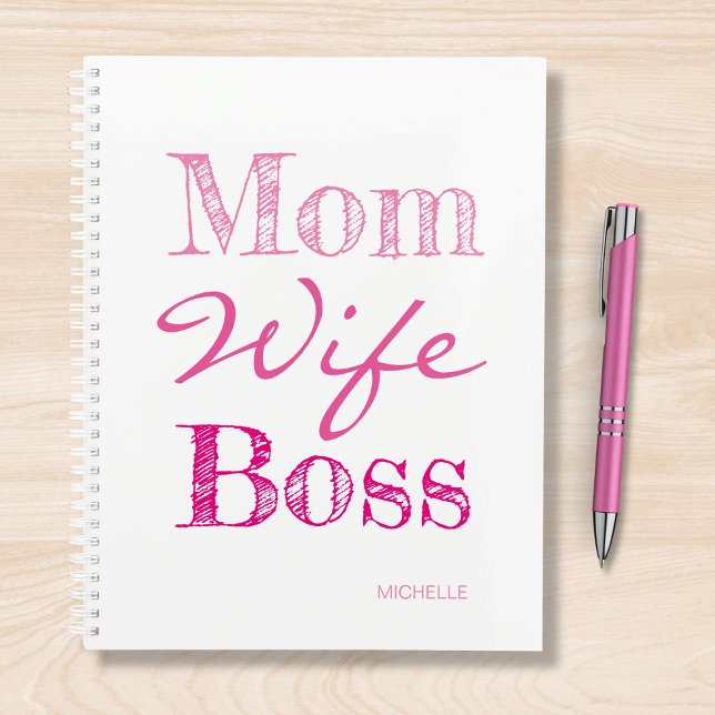 Mom Wife Boss Typography Add Your Name Planner (Creator Uploaded)