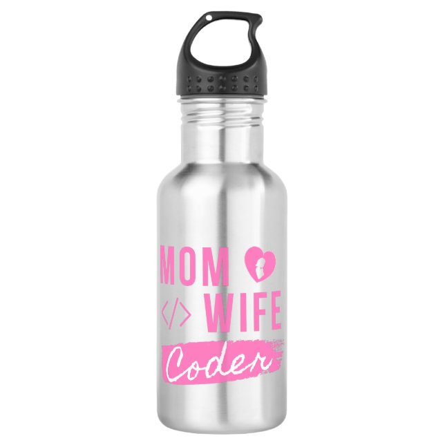 MOM WIFE CODER - CODER MOM STAINLESS STEEL WATER BOTTLE (Front)