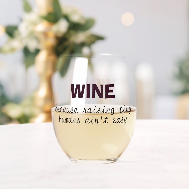Mom wine lover funny saying mother's day 2024 stemless wine glass (Insitu (Wedding))