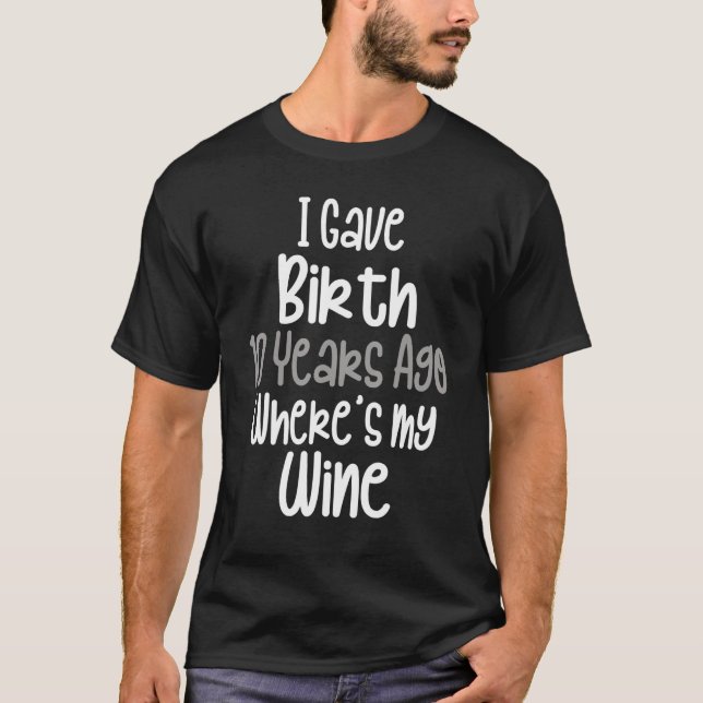 Mom Wine  Mom Birthday Girl Boy 10th 10 Year Old P T-Shirt (Front)