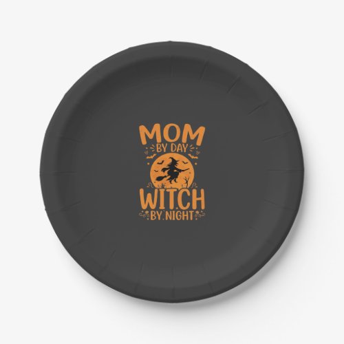 Mom Witch Halloween Design Paper Plates