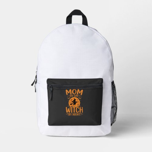 Mom Witch Halloween Design Printed Backpack