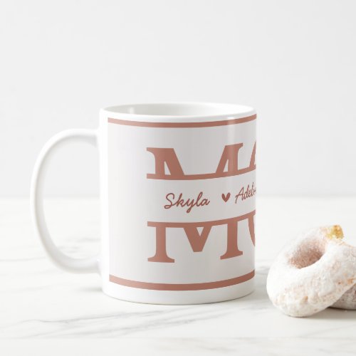 MOM with 4 kids names Mothers Day Coffee Mug