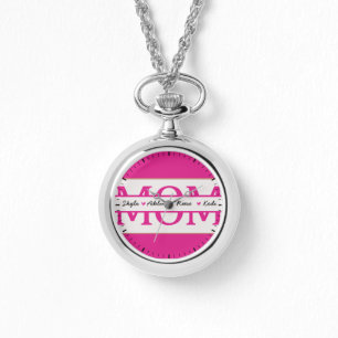 MOM with 4 kids names Mothers Day Watch