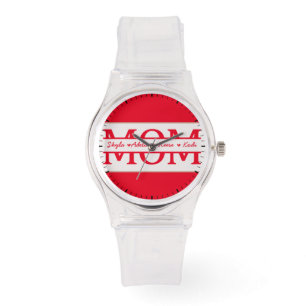 MOM with 4 kids names Mothers Day Watch