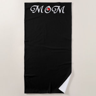 Mom with a Red Heart Beach Towel
