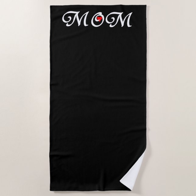 Mom with a Red Heart Beach Towel (Front)