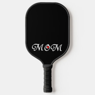 Mom with a Red Heart Pickleball Paddle