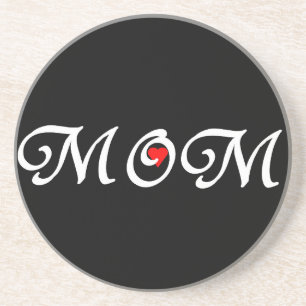 Mom with a red heart sandstone coaster