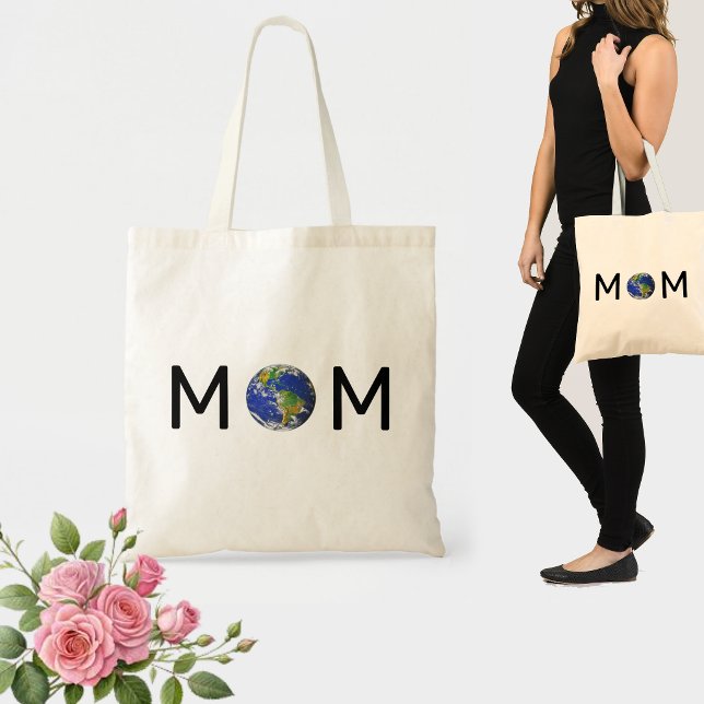 Mom with Earth Planet Tote Bag (Creator Uploaded)