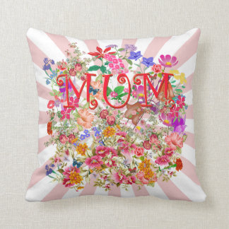 Mom, with flowers,butterflies throw pillow