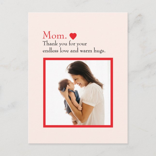  "Mom" with Heart & Custom Message -  Postcard (Front)
