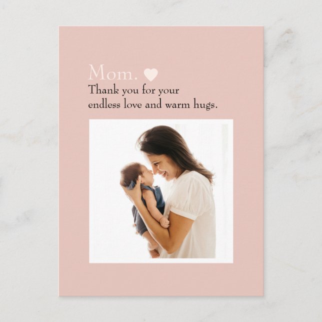  "Mom" with Heart & Custom Message -  Postcard (Front)