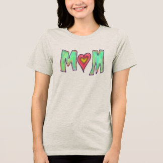Mom With Heart Hand Drawn Art Tri-Blend Shirt