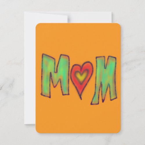 Mom With Heart Hand Drawn Art Yellow Note Card