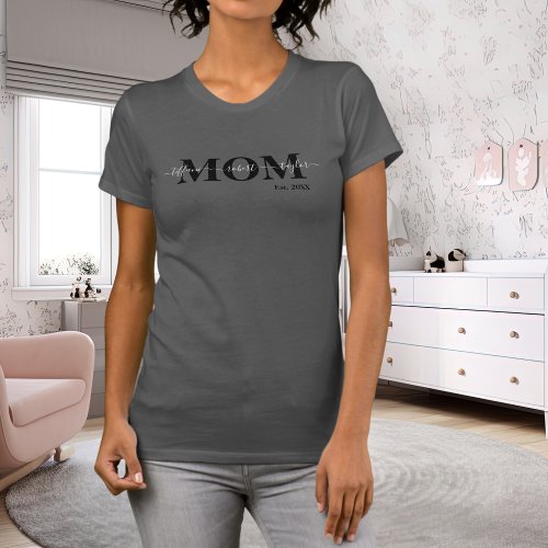 Mom with Kids Names Year T_Shirt