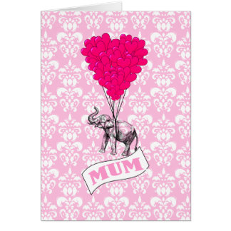 Mom with pink elephant cards