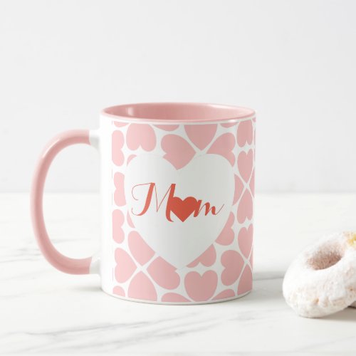 Mom with Pink Four Leaf Clover Hearts Mug