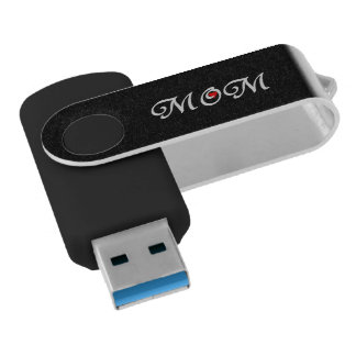 Mom with red heart USB swivel flash drive