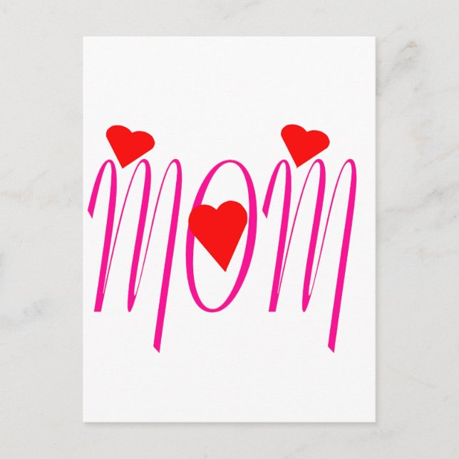 Mom with Red Hearts Postcard (Front)