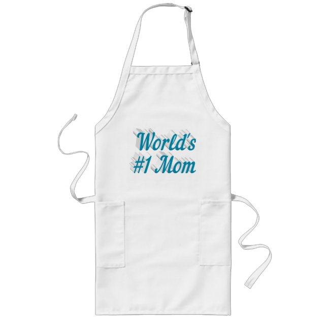 Mom with sky blue text long apron (Front)