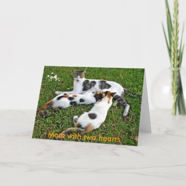 Mom with two hearts card (Front)
