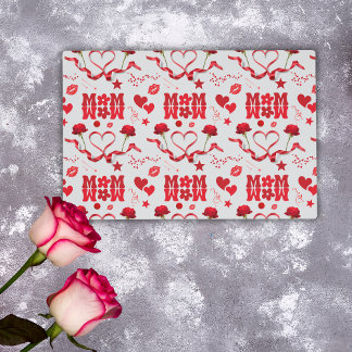 MOM/WOW: A Love Letter in Red on gray | Placemat