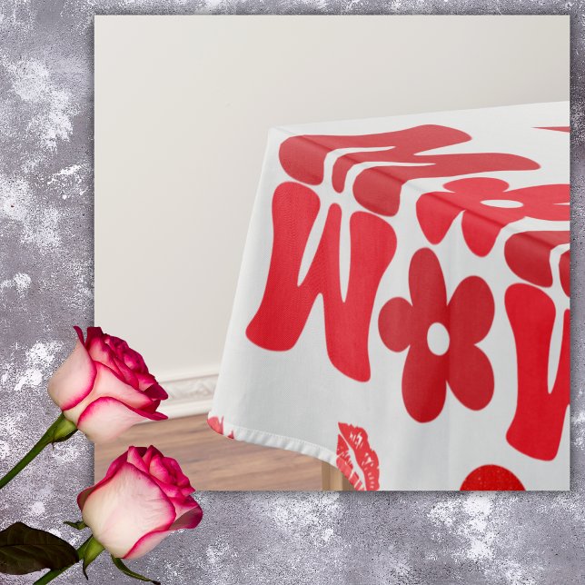 MOM/WOW: A Love Letter in Red on gray | Tablecloth (Creator Uploaded)