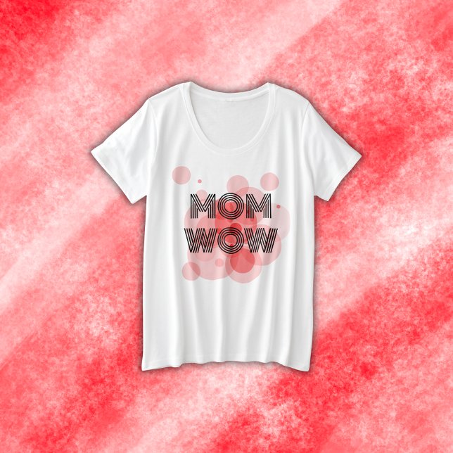 MOM WOW black on red | Plus Size T-Shirt (Creator Uploaded)