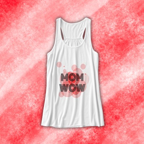 MOM WOW black on red  Tank Top