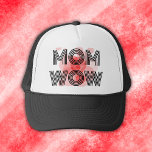 MOM WOW black on red | Trucker Hat<br><div class="desc">This trucker hat is for MOM,  whether for Mother's Day or her birthday,  or just because you want to. Stunning in black text with a red background.</div>